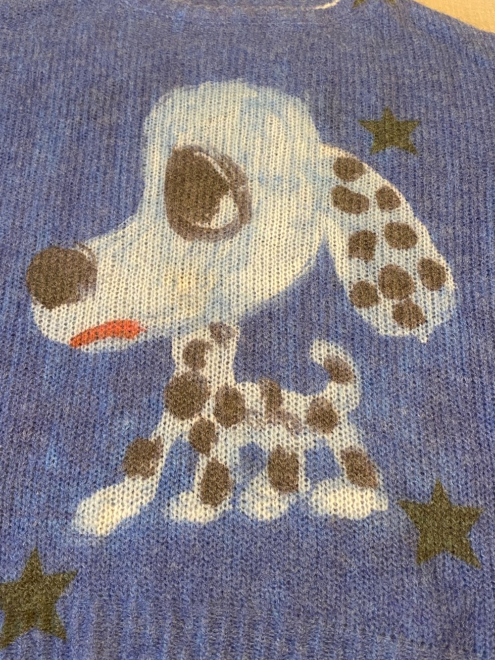 MOFiscreamcolour Blue Graphic Dog Print Womens Sweater. One size - Picture 8 of 9